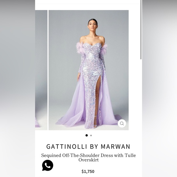 GATTINOLLI BY MARWAN
Sequined Off-The-Shoulder Dress with Tulle Overskirt - Picture 1 of 3